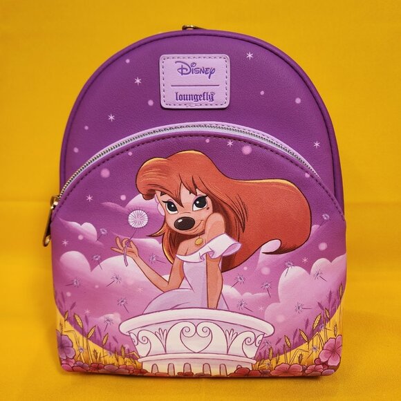 Loungefly Disney A Goofy Movie Roxanne dandelion Mini Backpack Purple NEW - Picture 1 of 11
